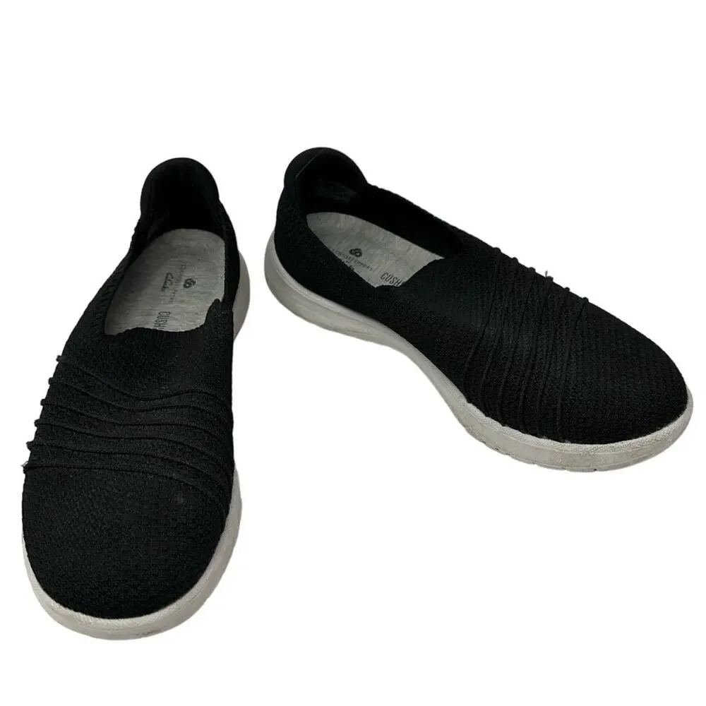 Clarks Size 7.5 Flats Black Cloud Steppers Comfort Shoe‎ Slip On Workwear Ortho